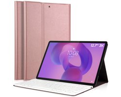 Hoes met toetsenbord geschikt voor Lenovo Idea Tab Pro 12.7 - Keyboard Book Case Cover Hoesje Rosegoud