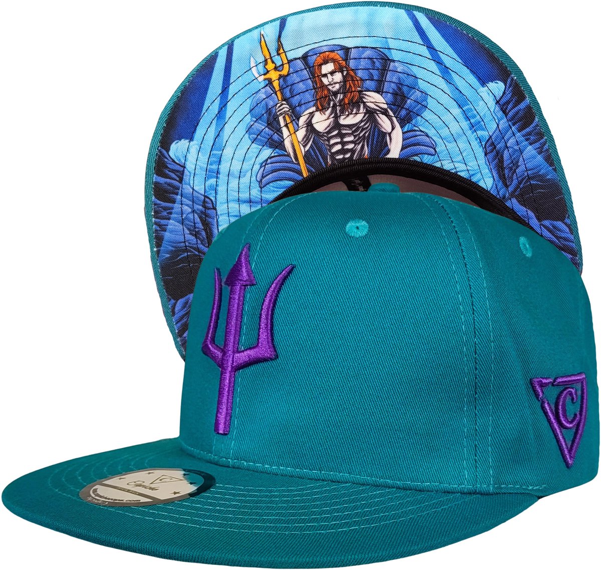 Capiche® Snapback Pet – Triton – Teal Blauw Groen – Verstelbaar met Druksluiting – Pet Mannen – Ancient Greek Collectie