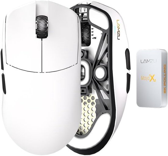 Lamzu Maya X - Gaming Muis - Ultra Lichtgewicht - 47 Gram - 30K DPI - Wireless - 8K polling - Draadloos - Wit