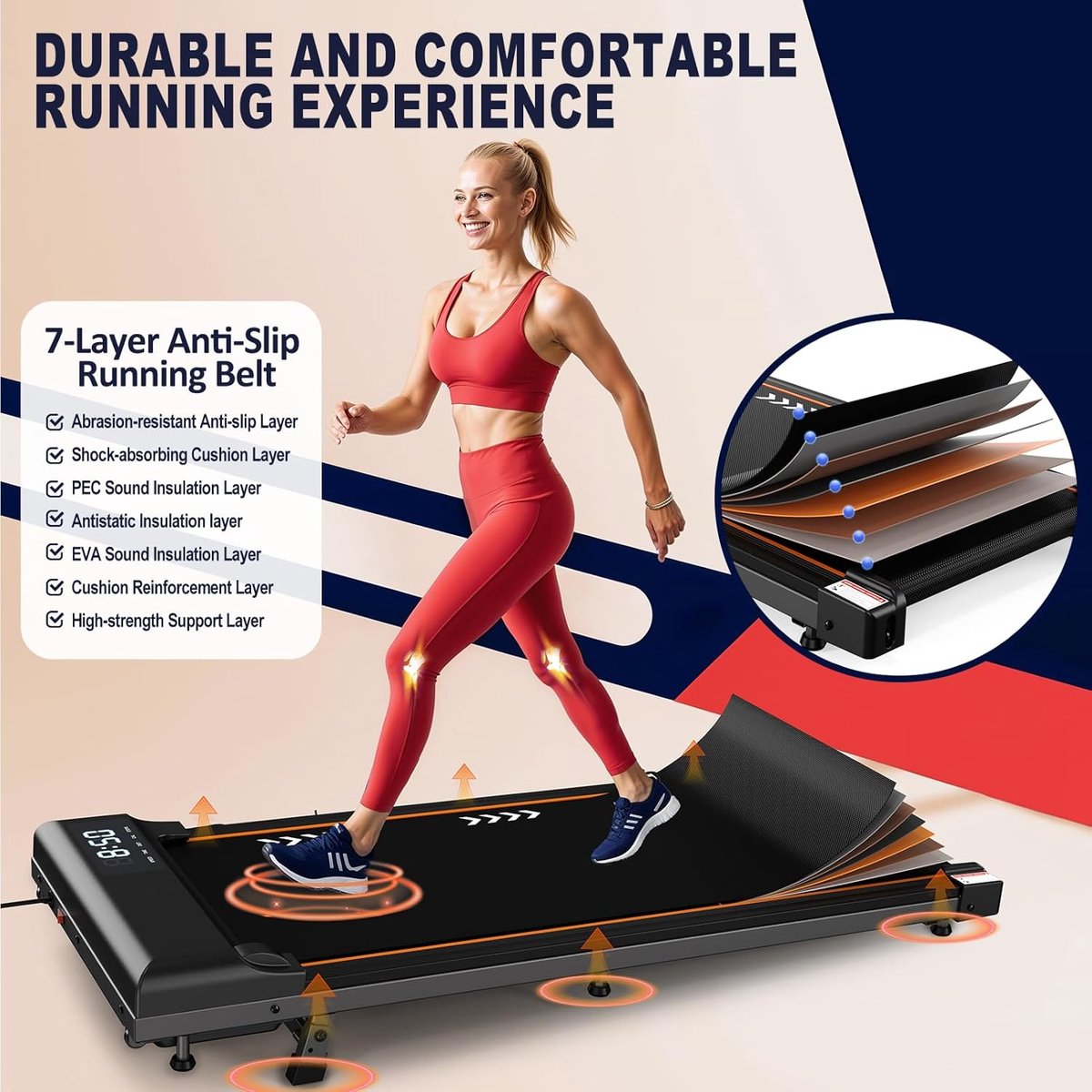 Afbeelding 2 van Lexium loopband - walking pad - loopband fitness - loopband inklapbaar - loopbanden - loopband met hellingfunctie - loopbanden voor thuis (EAN: ...2298)