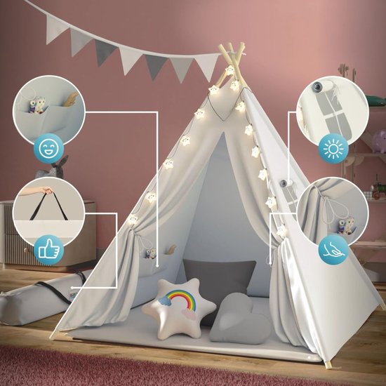 CLVP® Tipi Tent Kinderen - Speeltent - Wigwam van Merkloos — afbeelding 2
