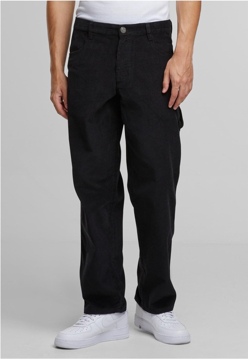 Urban Classics Corduroy Carpenter Broek rechte pijpen Taille 30 inch Zwart