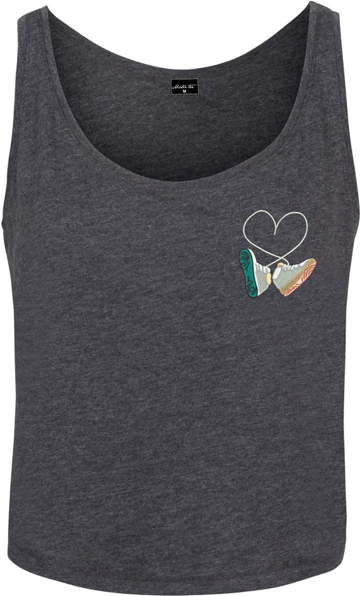 Mister Tee Ladies Kicks Love EMB Tank charcoal Mouwloze top XL Grijs