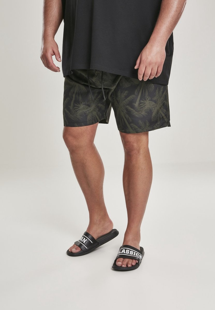 Urban Classics Pattern Swim Shorts Palm Zwembroek 5XL Zwart