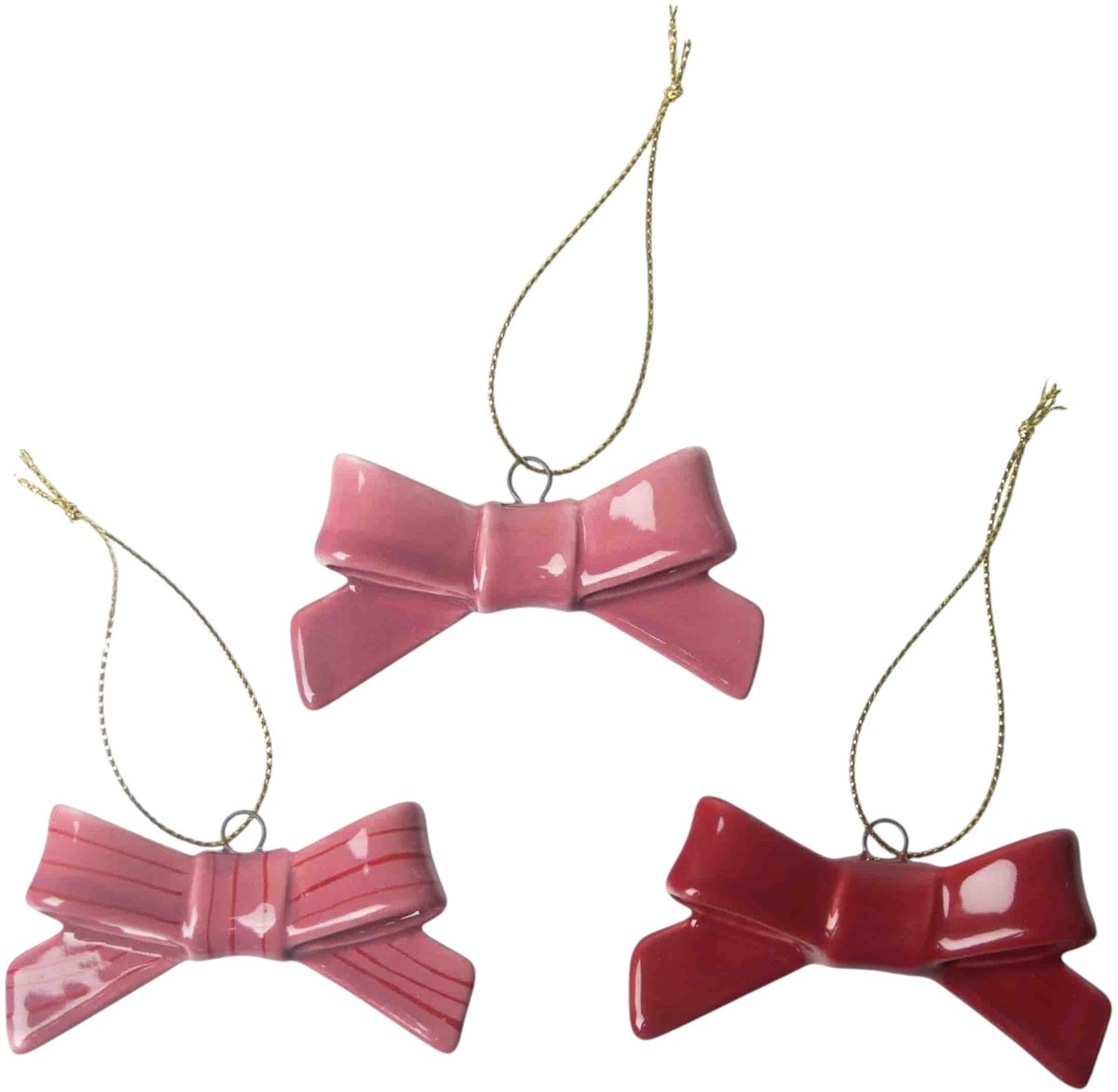 Strikje keramieke Kersthanger (set 3) - Pluto Design
