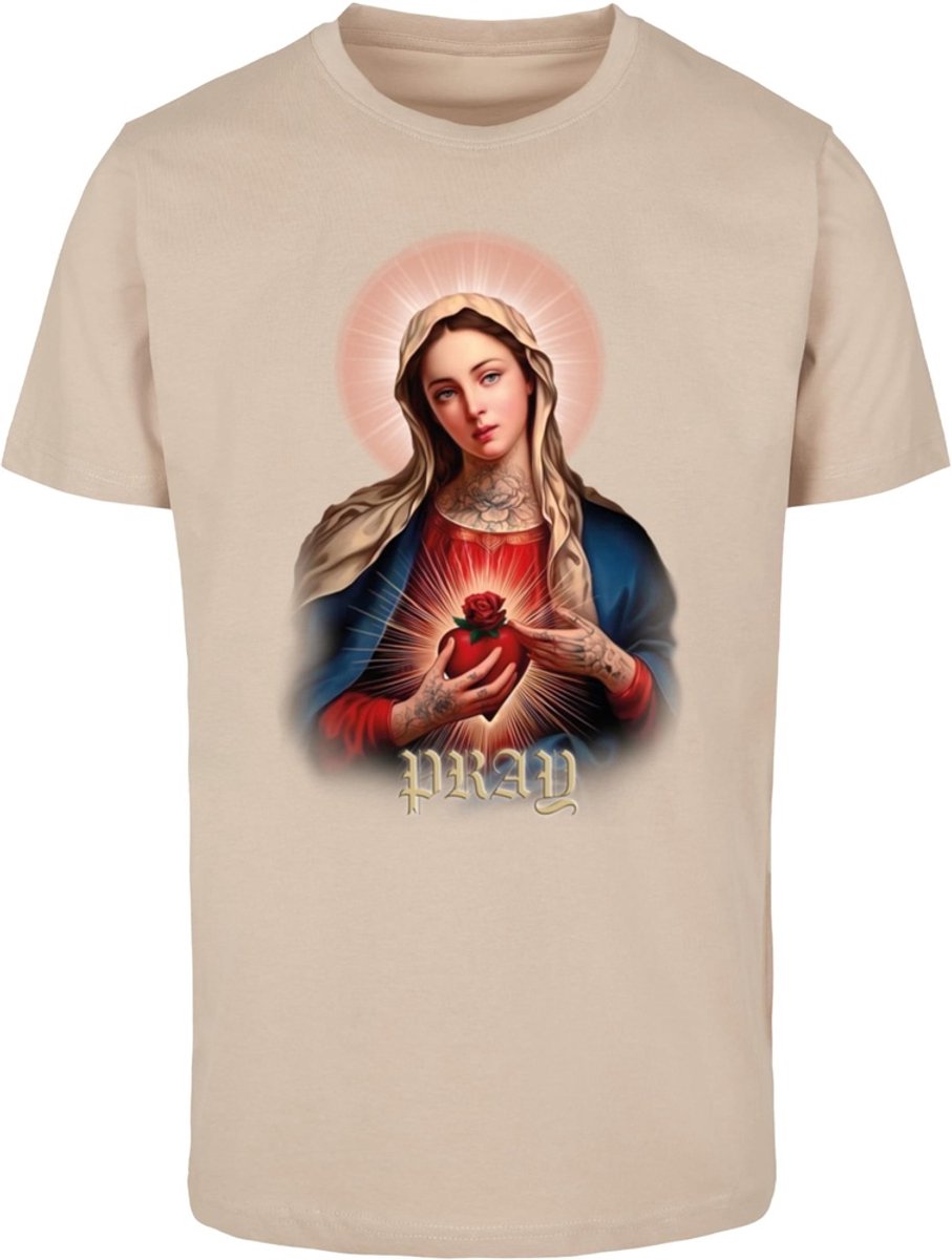 Mister Tee Praying Mary Heren Tshirt XXL Creme