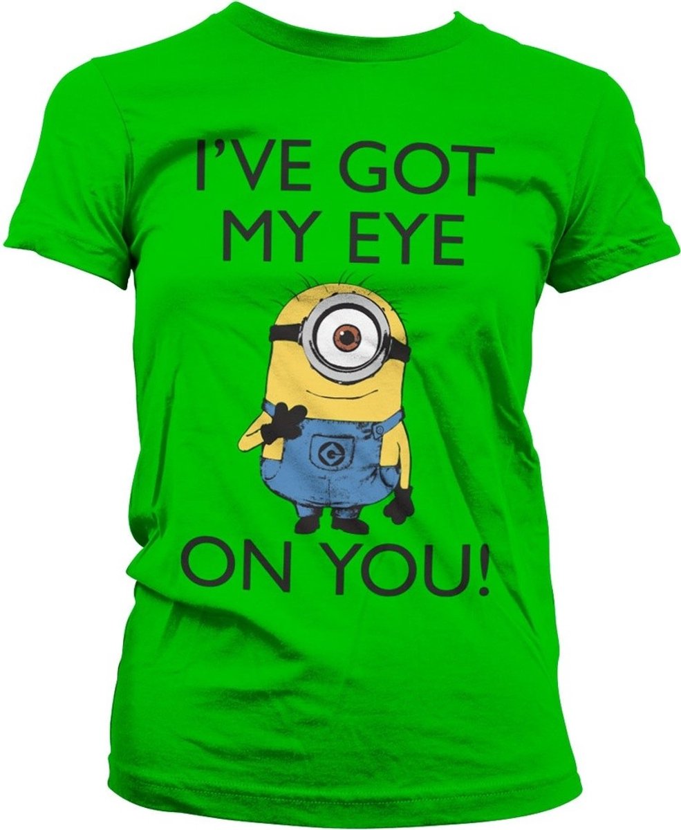 Minions I Got My Eye On You Girly T-shirt voor dames, groen