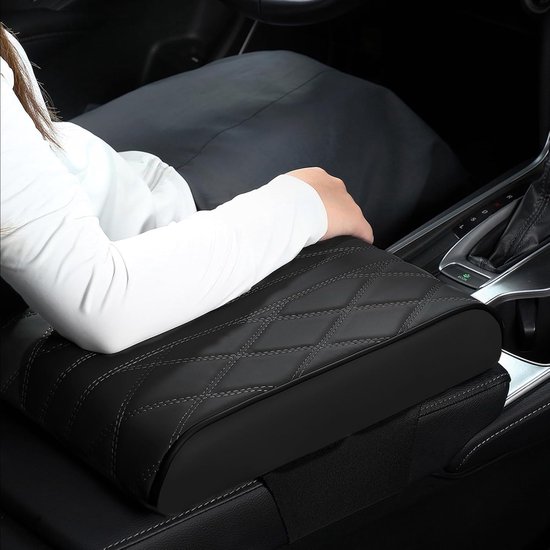 Lederen auto-armleuningpad, automiddenconsole-afdekking voor armleuningbox mat, traagschuim lederen armleuningafdekking, auto-middenconsolepad voor SUV/vrachtwagen/voertuig armleuningmat