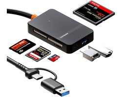 Neue Dawn - USB C naar USB A 8 in 1 Kaartlezer met SD/MS/CF/TF - USB C Hub Adapter USB 3.0 Docking - voor iPhone/Samsung/Android/Macbook Pro / Air / Windows Camera