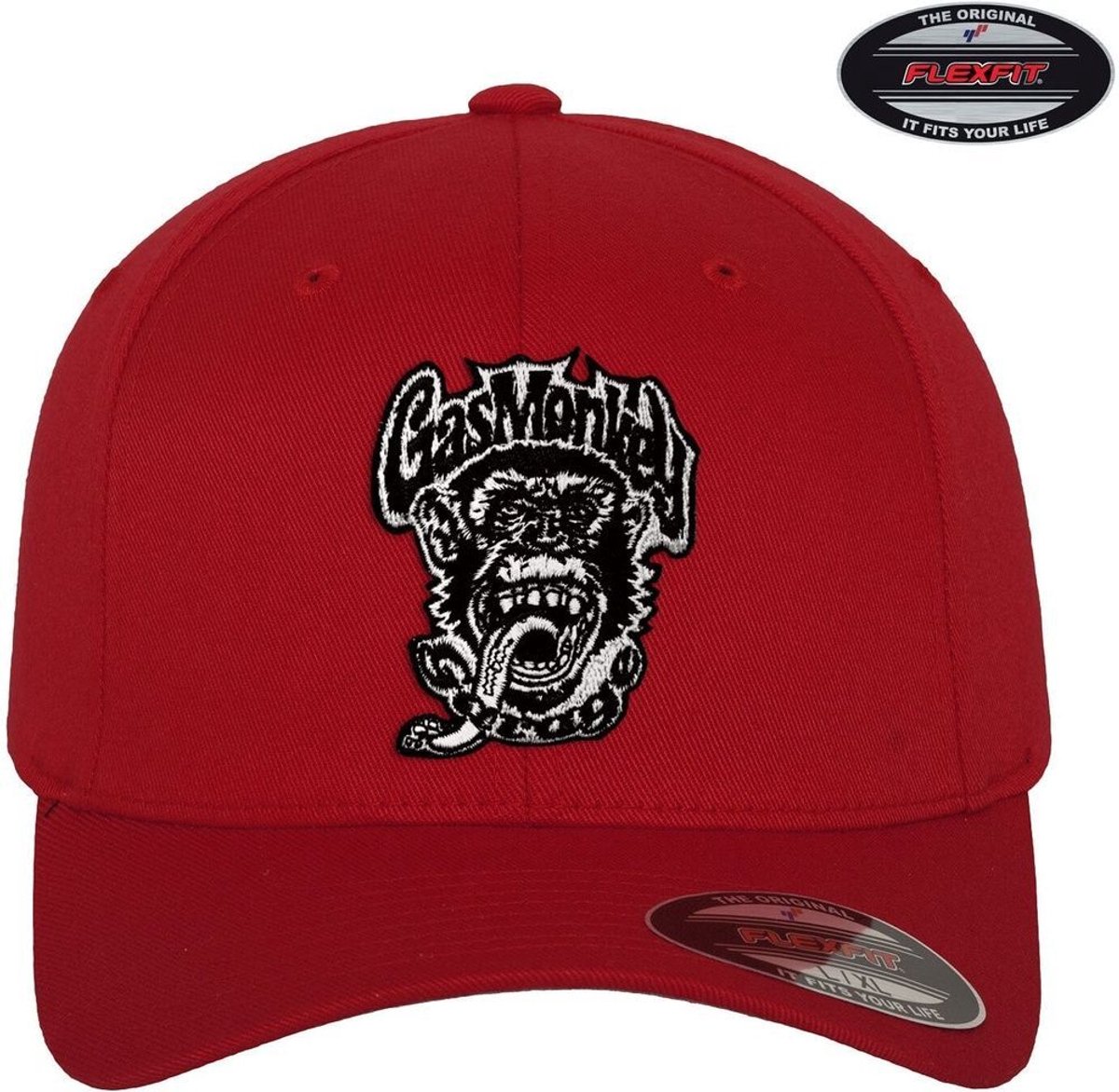 Gas Monkey Garage Logo Patch Flexfit Baseball Cap GMG-92-GMG9901-CB16 Red-S/M