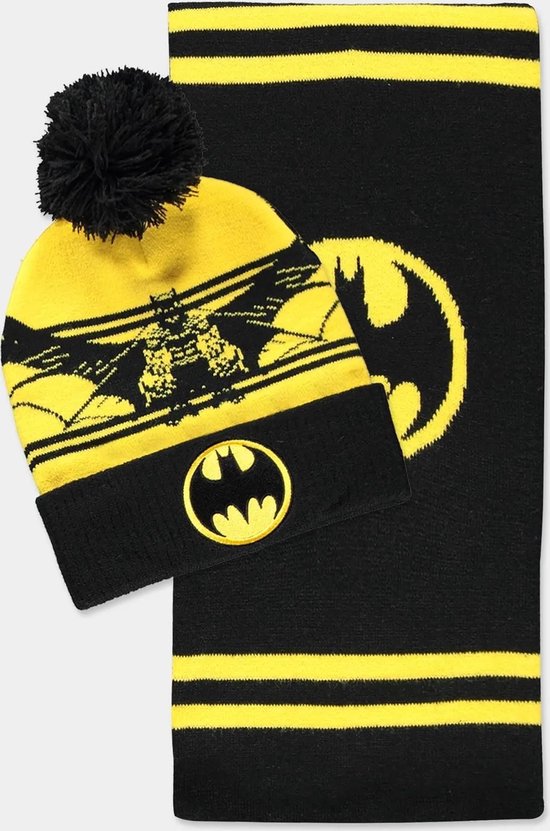 DC Comics Batman Muts & Sjaal Set Giftset (Beanie & Sjaal) Geel