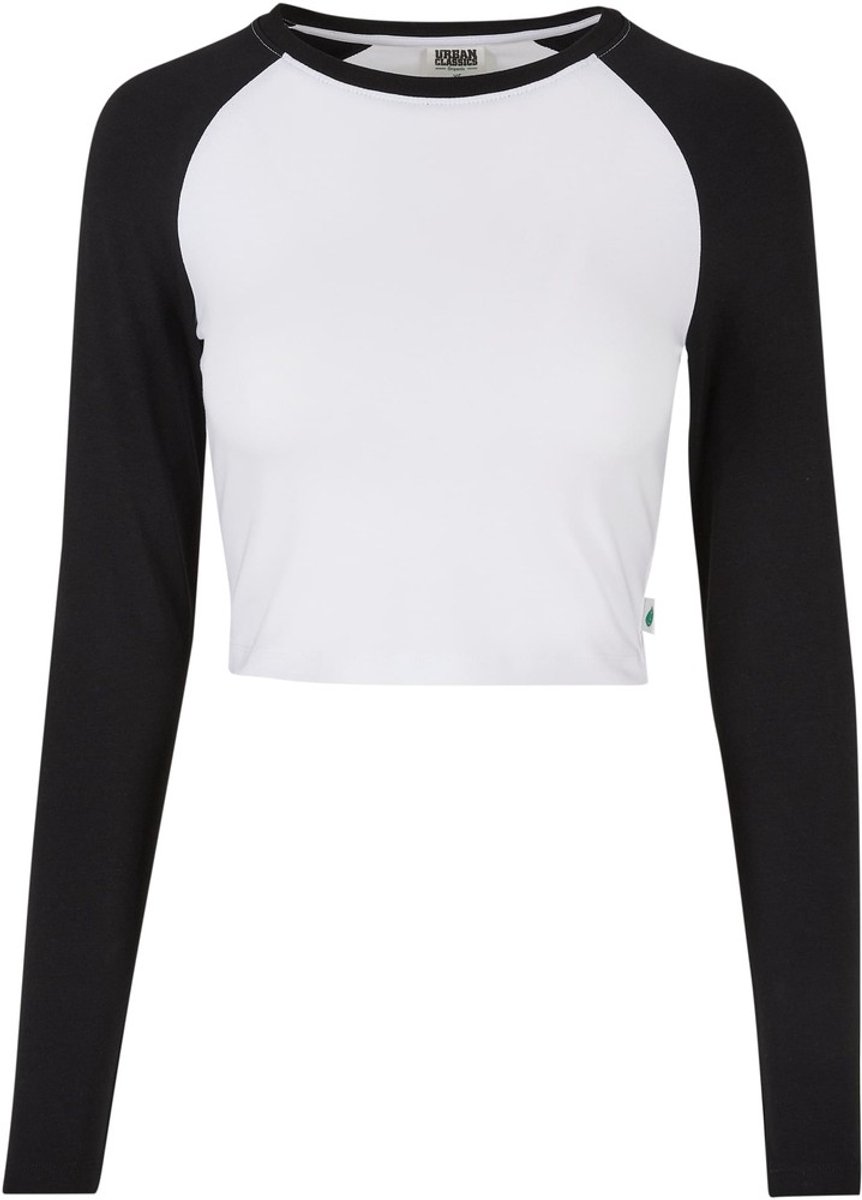 Urban Classics Organic Cropped Retro Baseball Longsleeve top XXL Wit