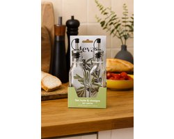 Mevaz Olie- en Azijnfles Set – 2-delig Glas | Antidrup RVS Schenktuit | 500 ml