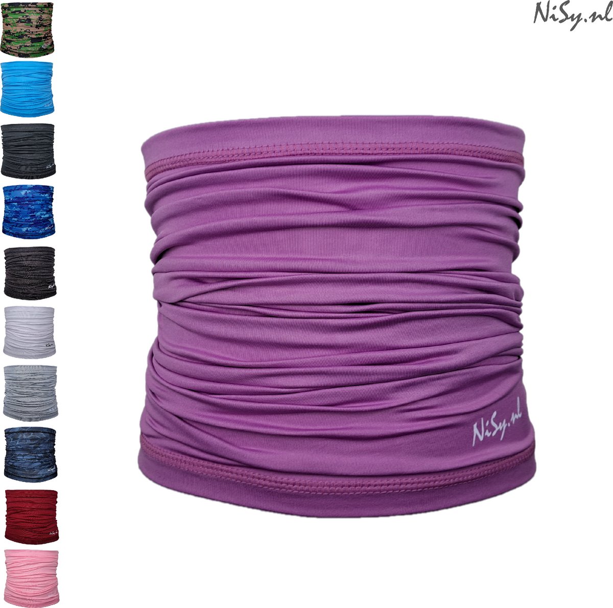 NiSy.nl Multifunctionele Nekwarmer | Sjaal | Bandana | Sporten | Unisex | One Size | Paars