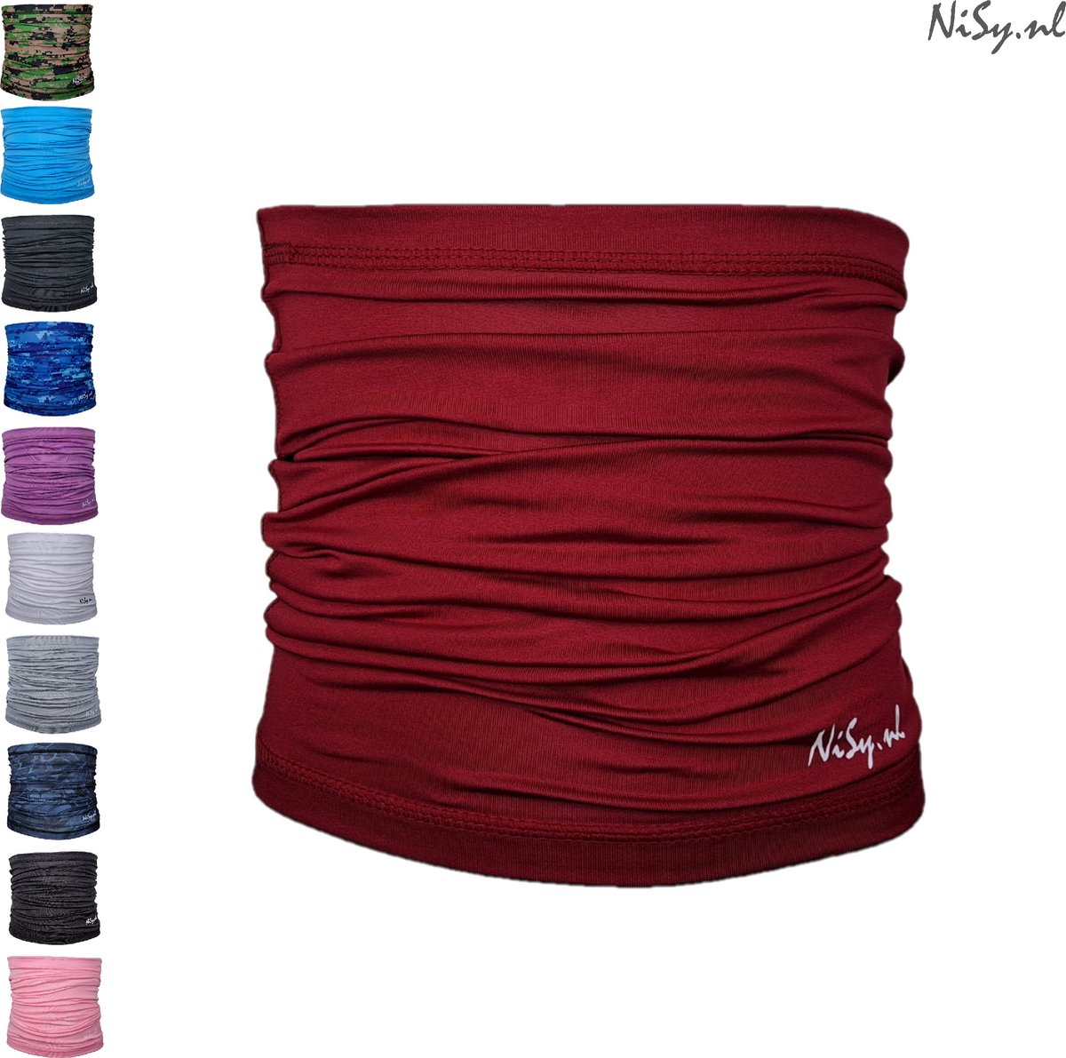 NiSy.nl Multifunctionele Nekwarmer | Sjaal | Bandana | Sporten | Unisex | One Size | Rood