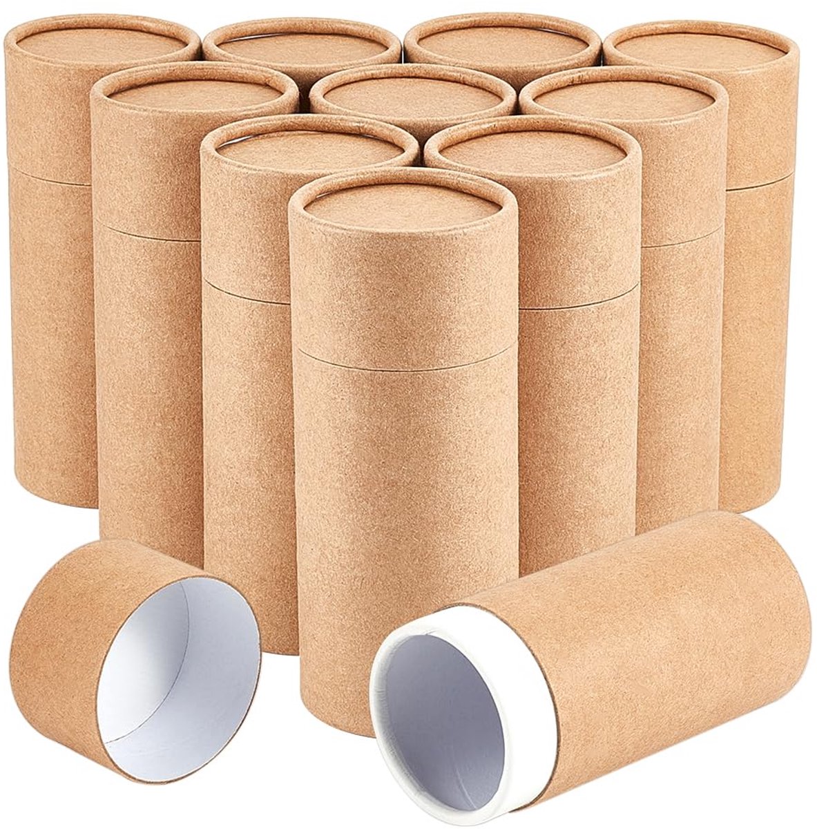 Kraft Papier Containers 100ml - Set van 10 - Ronde Buizen Licht Khaki