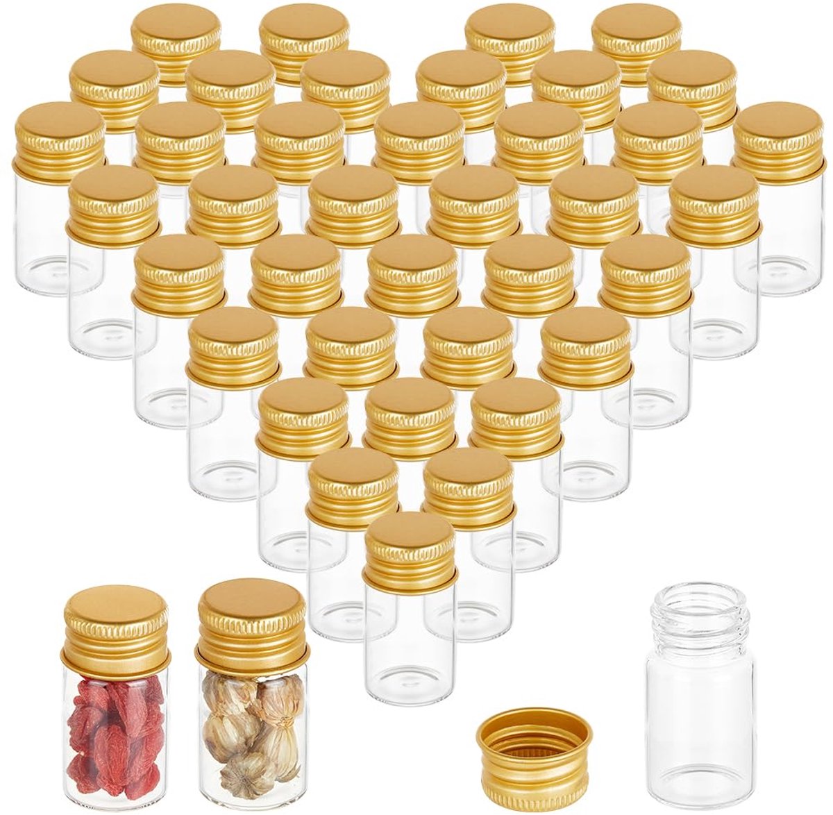 60 Stuks 8ml Glazen Flessen - Kleine Potten Met Aluminium Schroefdoppen - Perfect Voor Bruiloft Decoraties