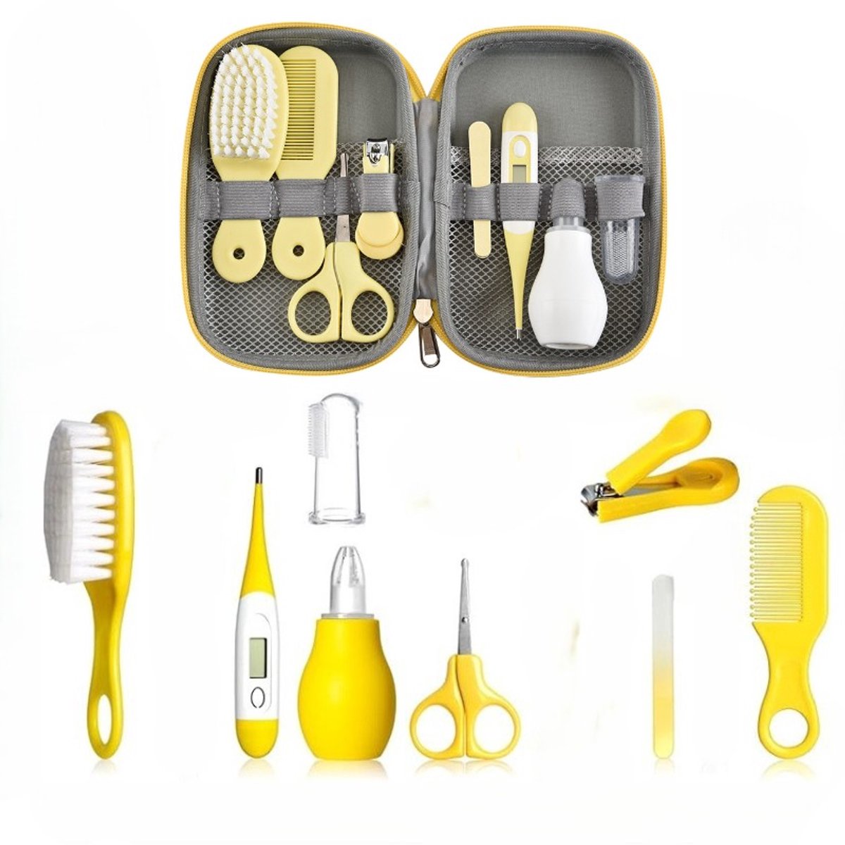 Baby Verzorgingsset - baby manicureset - Baby Verzorgingsproducten - Manicureset en nagelset met nagelknipper, nagelvijl en nagelschaartje - Borstel en kam voor de haarverzorging - Neuszuiger - Kraamcadeau Meisje - LOUZIR – foto 4