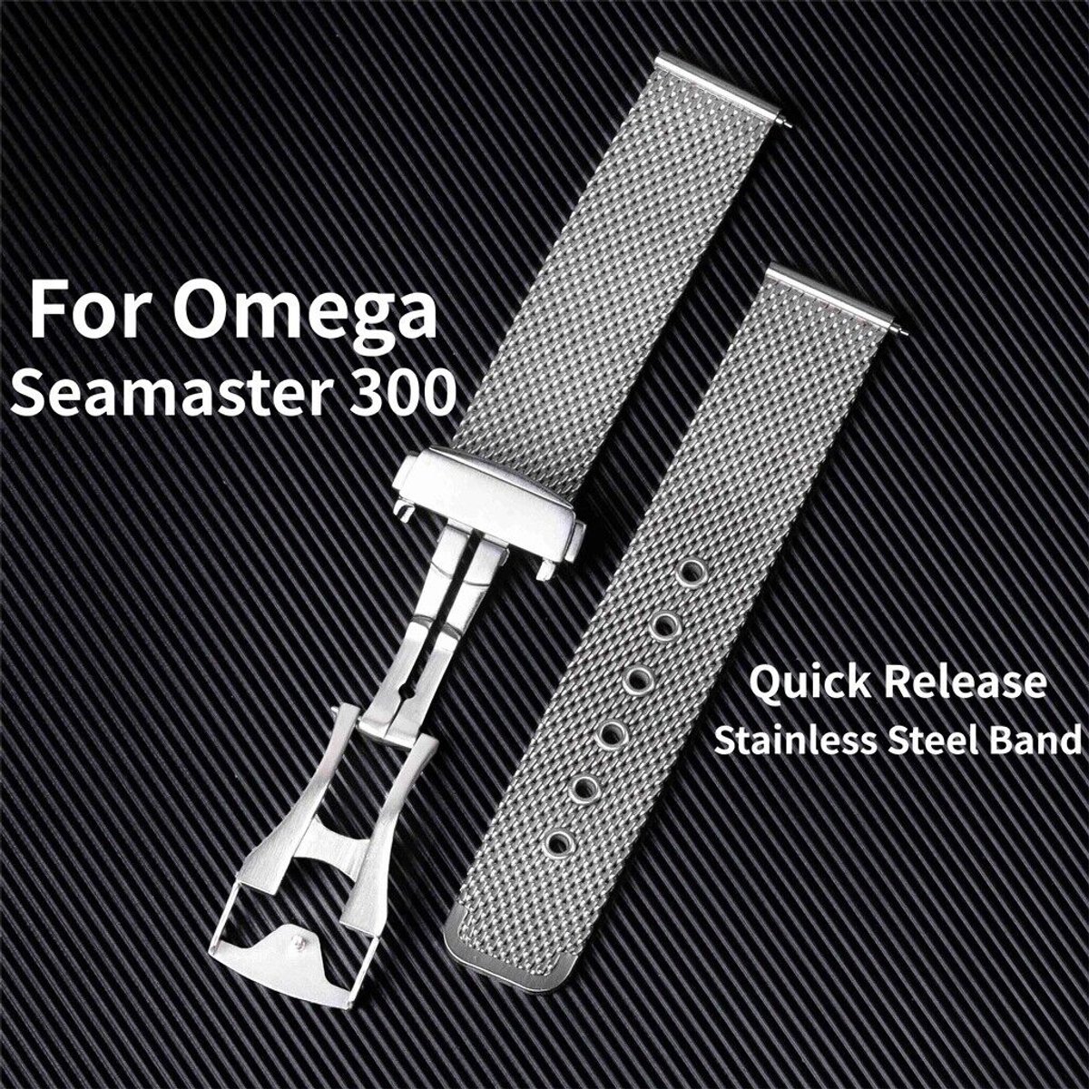 22 mm mesh stalen band Geschikt voor Omega Seamaster 300m Diver, metalen band - zilver