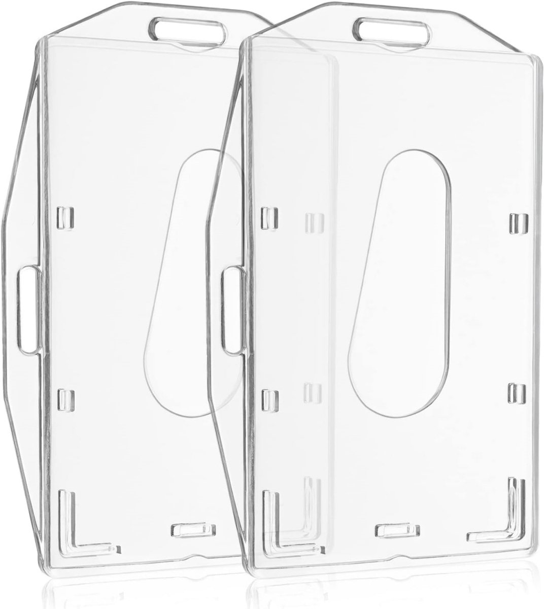 TOVBMUP ID-kaarthouder - 2-pack - Transparante - Duimgat - Horizontaal en verticaal gebruik - ID-houder - Beschermhoes van hard plastic