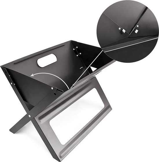 SMH LINE® Opvouwbaar Houtskool Barbecue - Draagbaar BBQ - Draagbare Camping Grill - 45 x30x35cm - RVS - Incl. Roosters van SMH LINE® — afbeelding 3