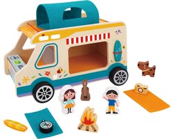 Houten Camper Speelset – Inclusief Popjes & Accessoires – Educatief Rollenspel