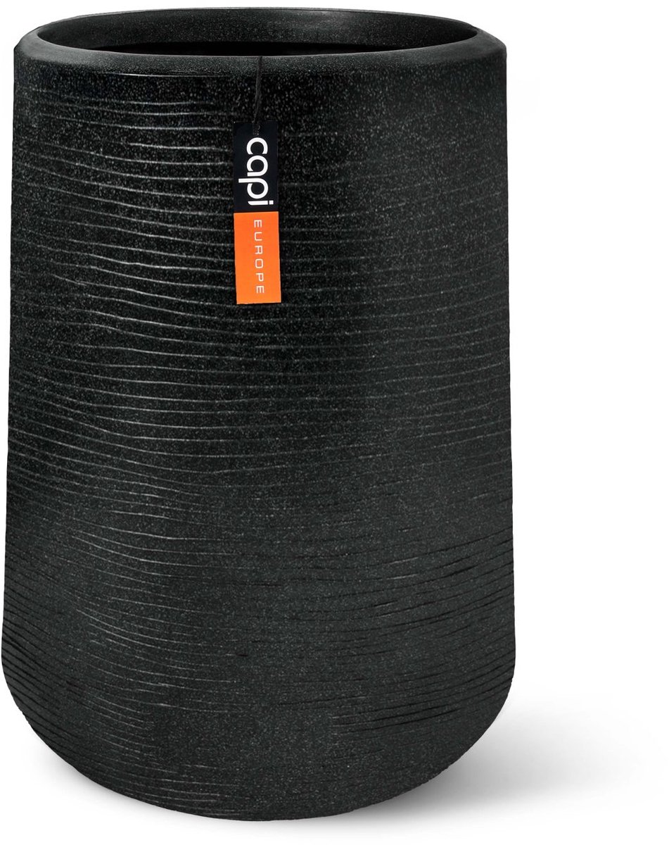 Capi Europe - Sandbag hoog Arc Granite - 76x100 - Zwart - Bloempot Voor binnen en buiten - Beschikbaar in XL formaten - Breukbestendig - 100% Recyclebaar - Levenslang garantie - NBLS8293