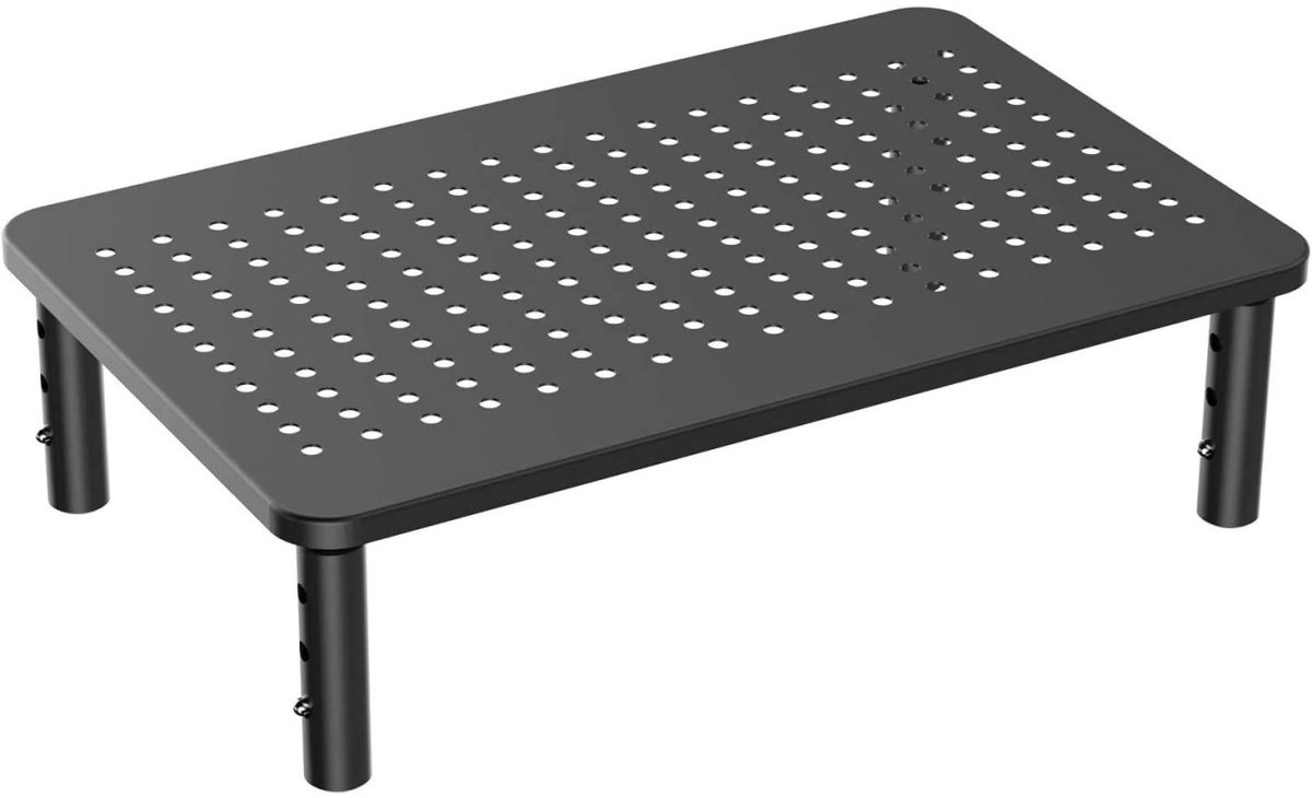 TOVBMUP Monitorstandaard - Monitorlift - 3 hoogteverstelbaar - Schermlift - Geroosterd platform voor laptops, computers, pc's, printers, projectoren - Maximaal gewicht 20 kg - Zwart