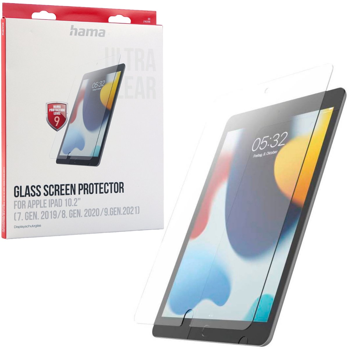 Hama beschermglas screenprotector glas voor Apple iPad 9 8 7 Gen 2021 2020 2019 10,2
