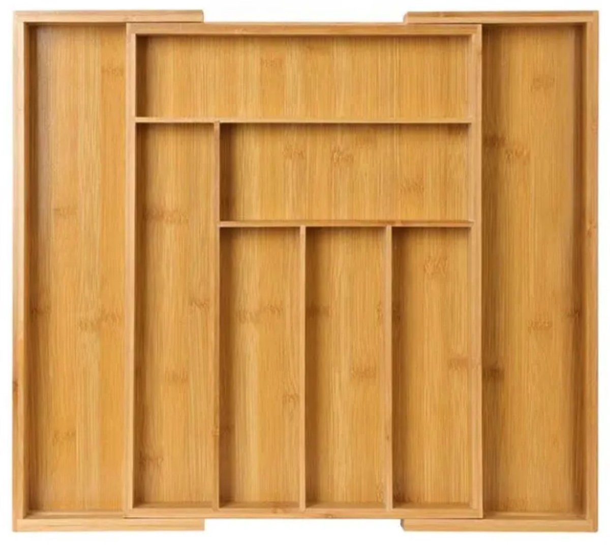 Ceruzo Bestekbak Hout Uitschuifbaar – Bamboe Lade Organizer – 8 Vakken – Verstelbaar tot 52 cm – Naturel