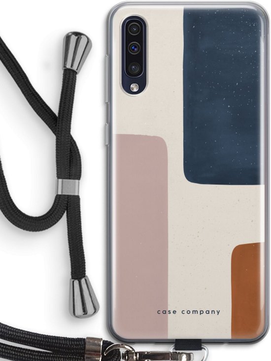 Hoesje met koord geschikt voor Samsung Galaxy A50 hoesje met Koord - Geo #5 - Telefoonhoesje met Zwart Koord - Bescherming aan alle Kanten en Over de Schermrand