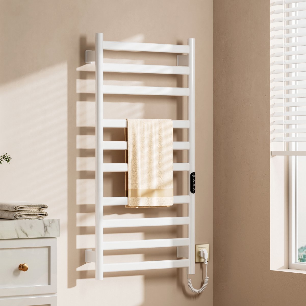 Oihpaw Elektrische Badkamer Radiator Elektrische Handdoekradiator Elektrische Badkamer Radiator De temperatuur kan worden aangepast (30-70°C) Handdoekverwarmer, 1000×500mm