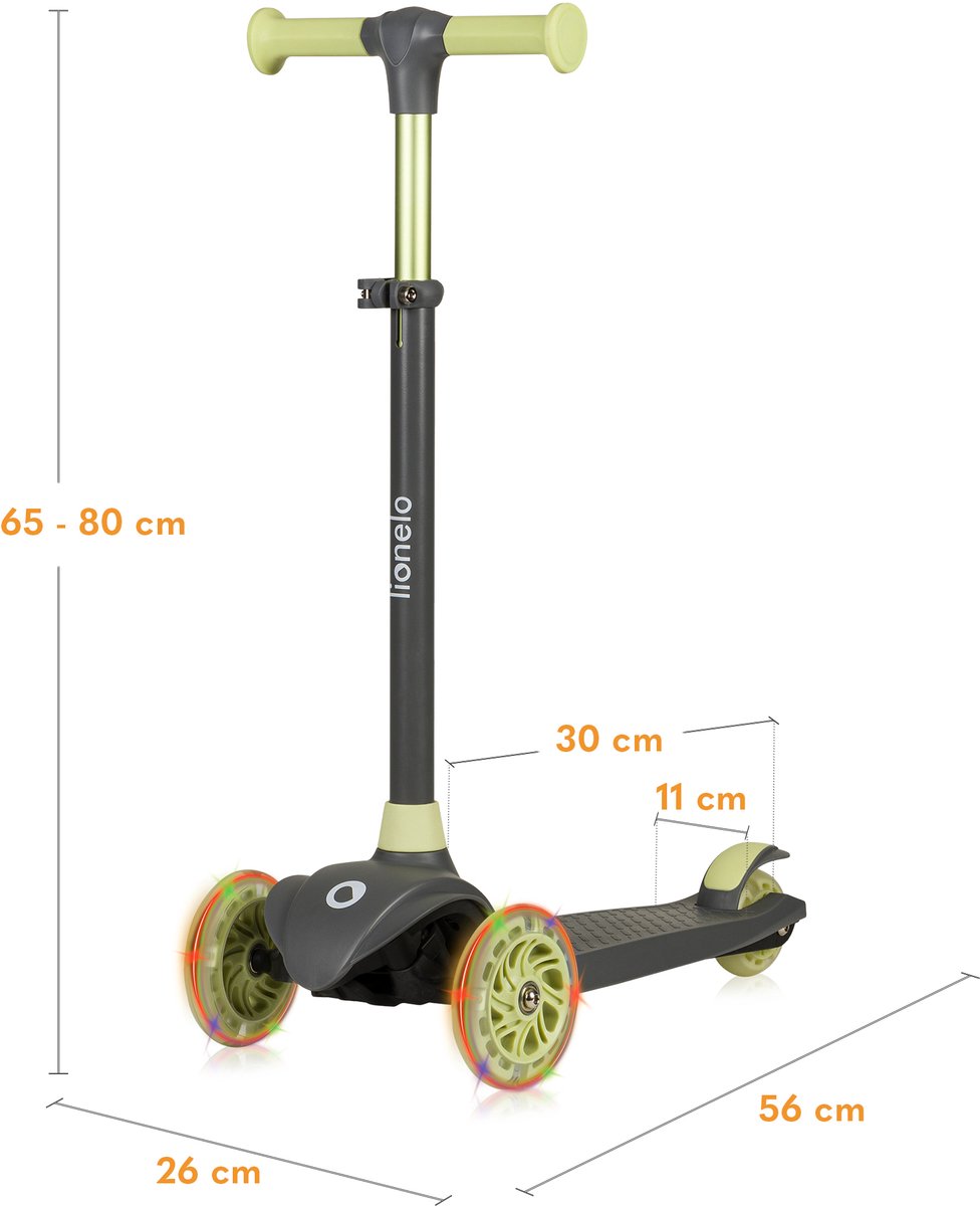 Lionelo Jessy Kinderstep - step 3 wielen - leeftijdsgroep 3+ - max 50kg - LED verlichting in de wielen - hoogte verstelbaar 65-70-75-80 cm — afbeelding 8