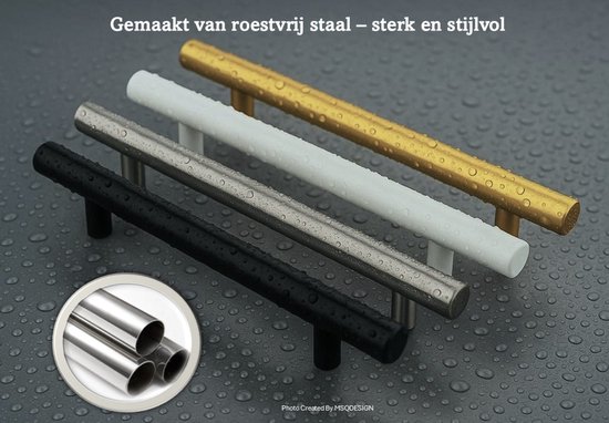10 X MSQDESIGN RVS Handgrepen Goud - Handgreep 200mm - Hartafstand 128mm - Handgreep keukenkast T vorm - Gouden Meubelgreep RVS - Goude Handvatten keuken - RVS Handgreep Goud voor keuken , kast en deurjes - Moderne Deurgreepjes - incl schroeven