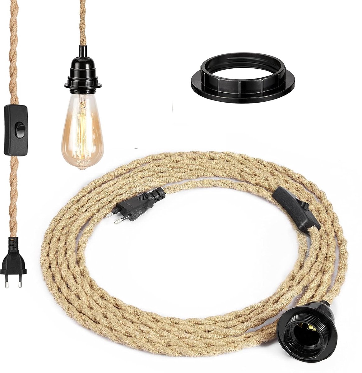 Oplot Vintage textielkabel, 2-aderig, stofkabel, elektrische kabel 2 x
