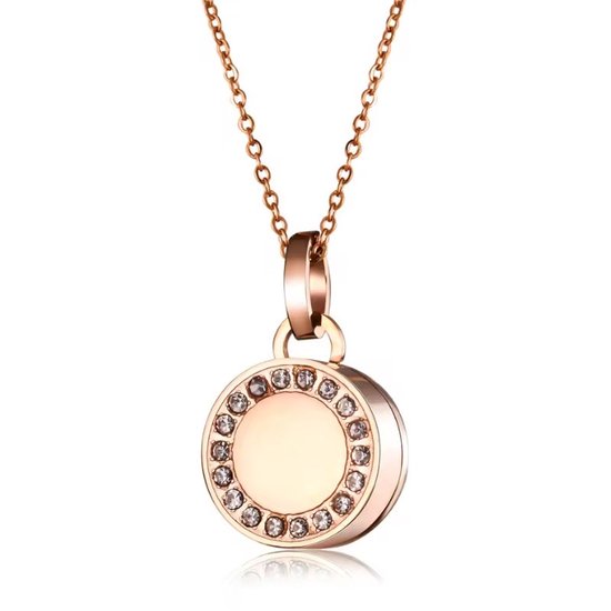 Néerlandais Duvall | Pendentif rond couleur or rose | Bijoux de crémation de Luxe | pendentif en frêne | bijoux commémoratifs | avec chaîne et kit de remplissage | bijoux en frêne