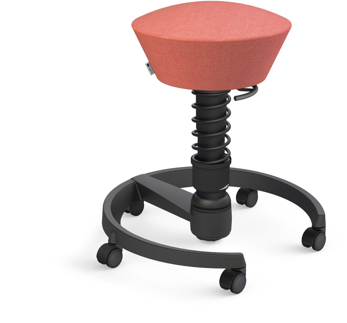Aeris Swopper Gabriel - ergonomische bureaukruk - zwart onderstel - rose-rood gemêleerde zitting - zachte wielen - wol - standaard