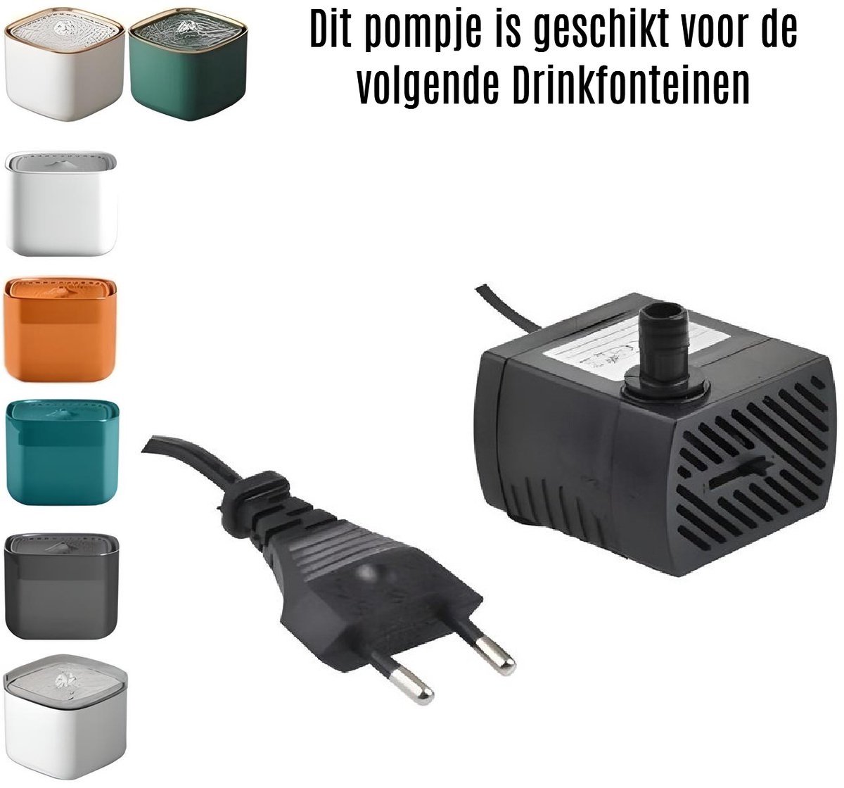 BlueTime - Drinkfontein Pomp - EU stekker- snoer 1.5m - Fluisterstil - Ultra Stil - Duurzaam