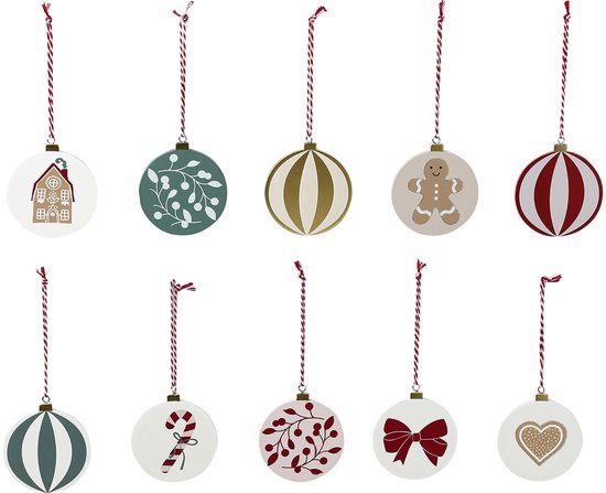 Vertbaudet Set de 10 boules de Noël en bois MOONY