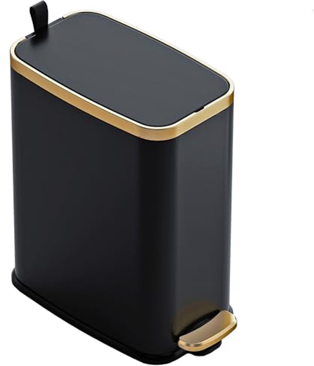 Kleine prullenbak met deksel en soft close 5L - Slanke metalen afvalbak voor badkamer, kantoor, slaapkamer, toilet