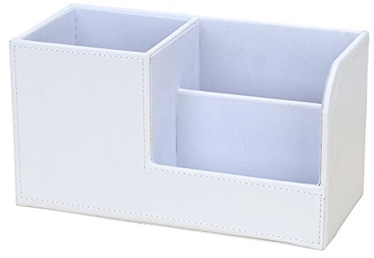 Multifunctionele bureau-organizer met 3 opbergvakken en pennenkoker (wit)