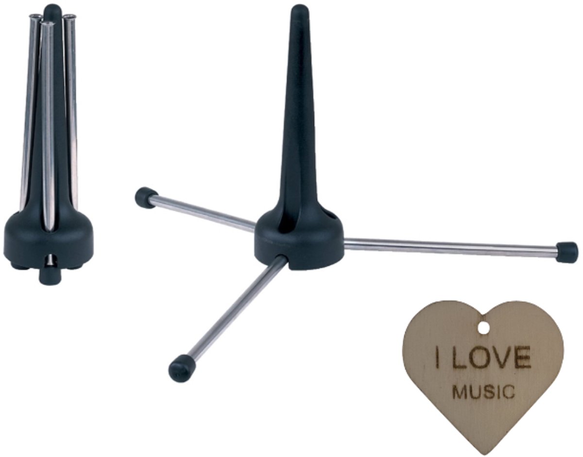 Gewa klarinet standaard – opvouwbare driepoot met kunststof kegel + Specter sleutelhanger