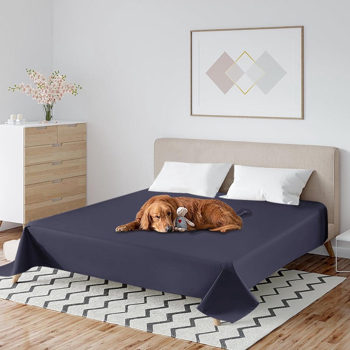 Waterdichte dagdeken, ademende bedlinnen, geborstelde microvezel TPU dubbele bedsprei, krasbestendige wasbare beschermdeken, woondeken bescherming voor honden, katten, kinderen (wit, 200 x 230 cm