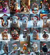 Grand X - Kerstkaart - Kerst Dieren - 20 Kaarten - Inclusief Enveloppen - A6 Formaat - Kerstkaarten Met Enveloppen