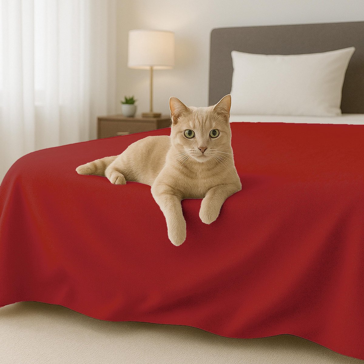 Azomor® Lichtgewicht katoenen bedsprei voor eenpersoonsbed in elegante rode kleur