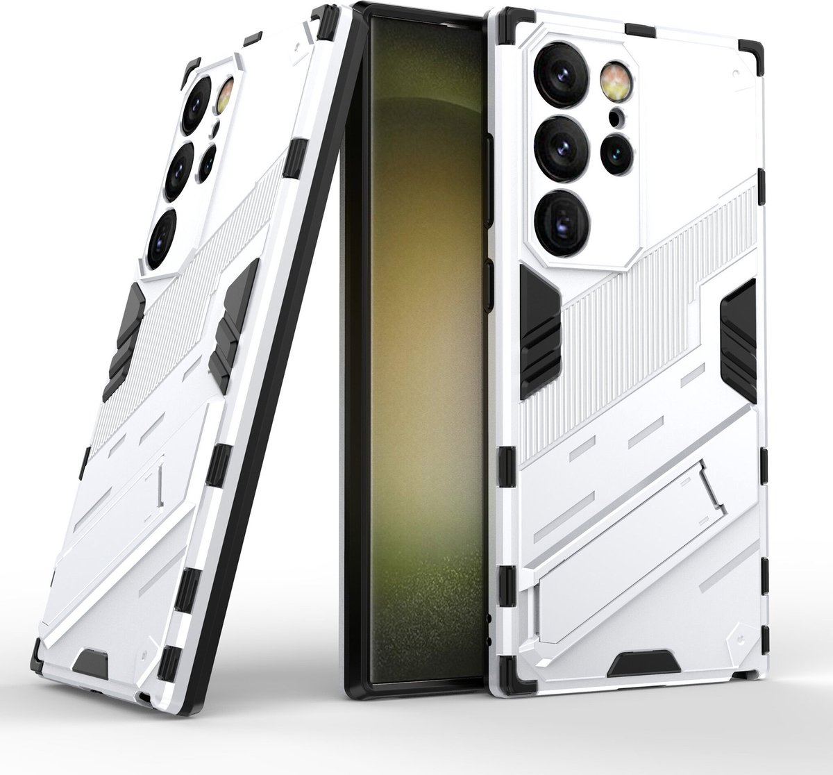 Solidenz StandGuard Xtreme geschikt voor Samsung Galaxy S24 Ultra hoesje - Wit