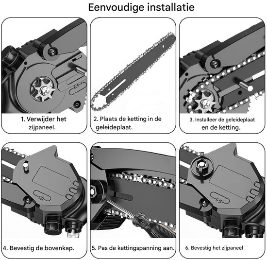 EXCITAT 3 stuks - Ketting - Vervangende ketting - Kettingzaag - 37 aandrijfschakels - Geschikt voor meeste 6" kettingzagen — afbeelding 2