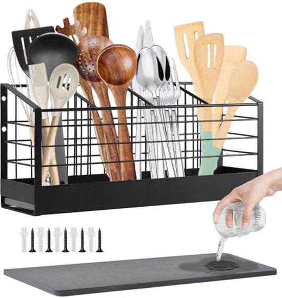 Keukengereihouder, houten gebruiksvoorwerpen, caddy organizer met 3