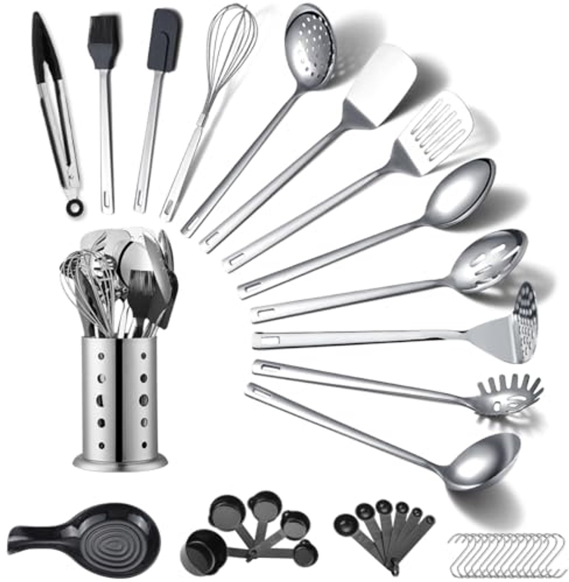 Keukengerei Set 40 Stuks - Compleet Kookgerei met Houder en Keuken Gadgets