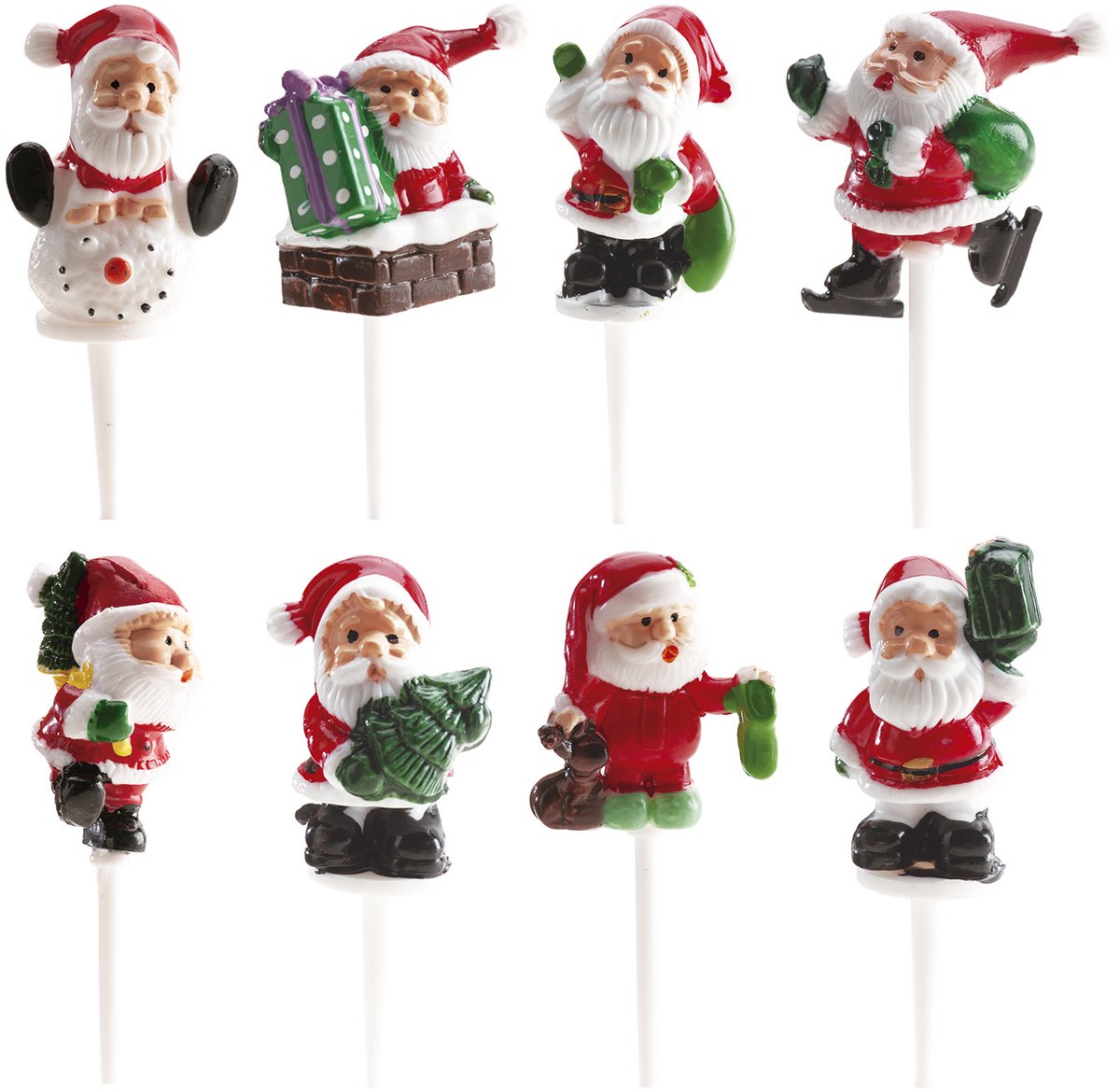 Dekora- Taart en Cupcaketoppers Kerstmannen Set van 4